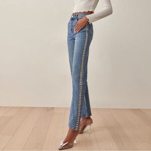 Reformation Crystal High Rise Straight Long Jeans Maldives wash size 26